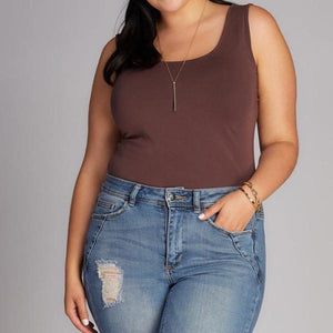 Bamboo Plus Size Double Scoop Tank