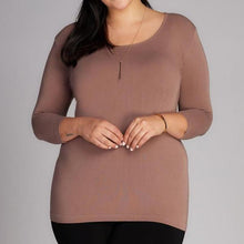 Load image into Gallery viewer, Bamboo Plus Size 3/4 Sleeve Scoop Neck Top