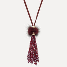 Load image into Gallery viewer, Long Beaded Tassel Necklace